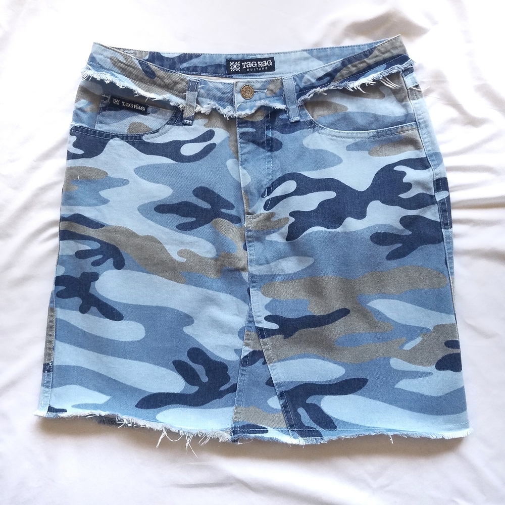 Blue Camo Mini Skirt